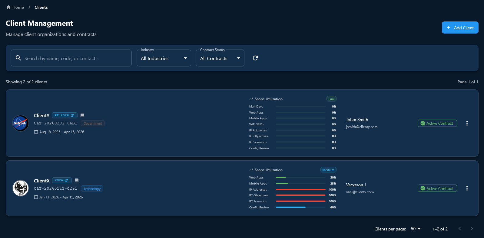 Sectoria Client Management
