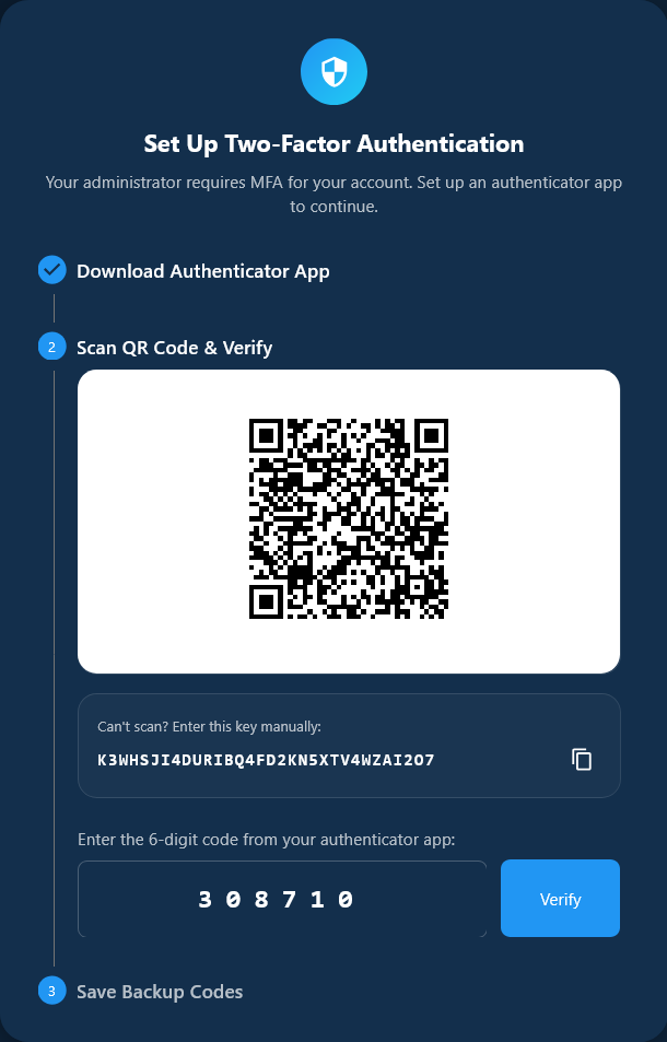 MFA Setup — QR Code