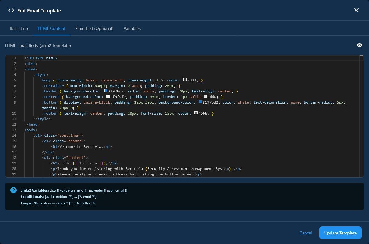 Email template editor