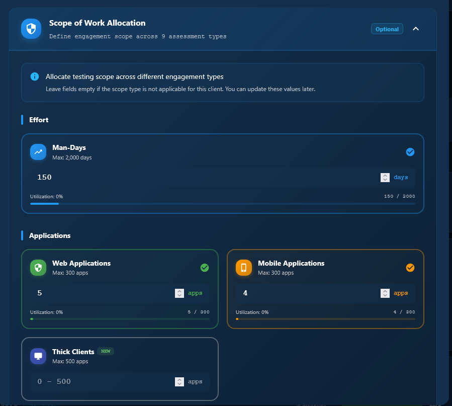 Create Client dialog