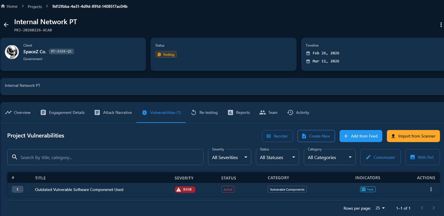 Project vulnerabilities list