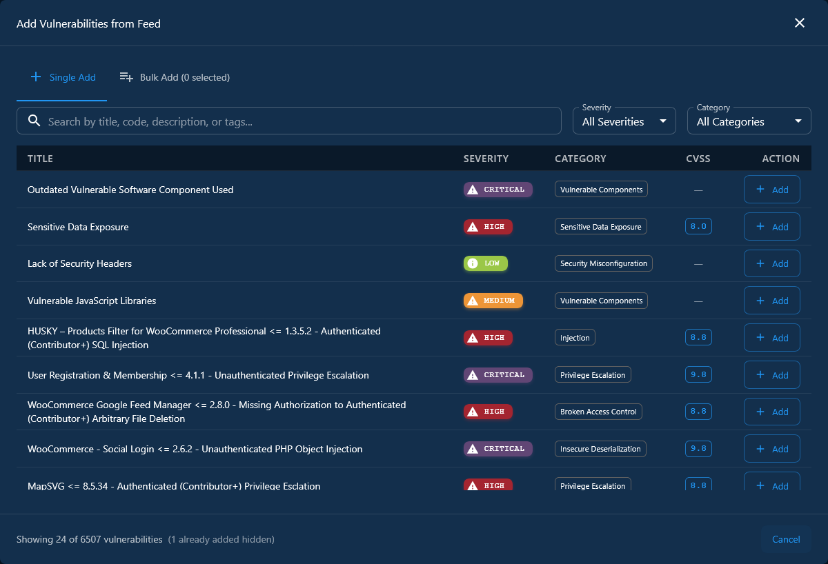 Add From Feed wizard