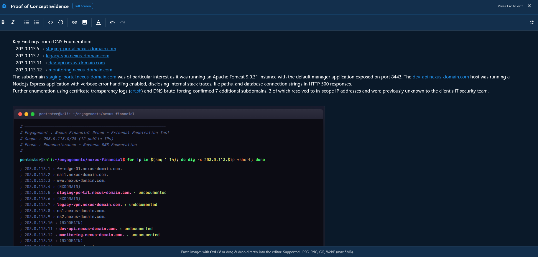 PoC Rich Text Editor with formatting toolbar