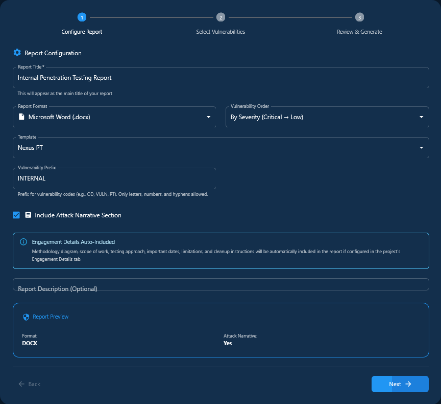 Report generation wizard