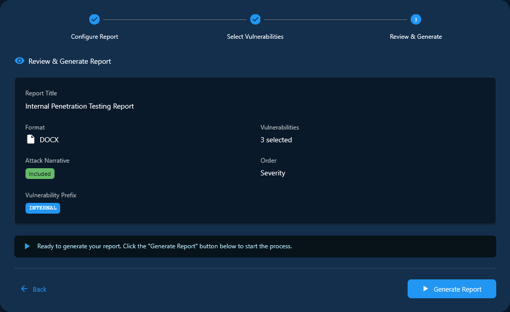 Report generation step 3