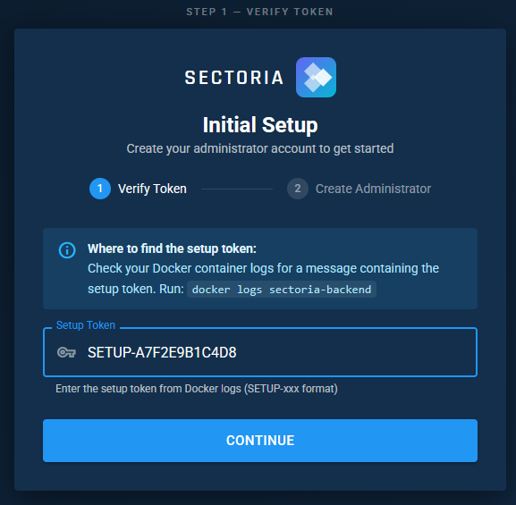 Setup Wizard Step 1 — Verify Token